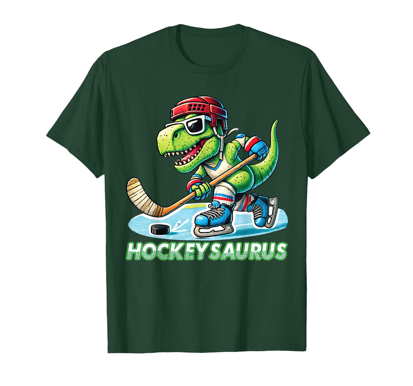 Hockeysaurus Dinosaur Ice Hockey Trex Kids Boys Ice Hockey T-Shirt