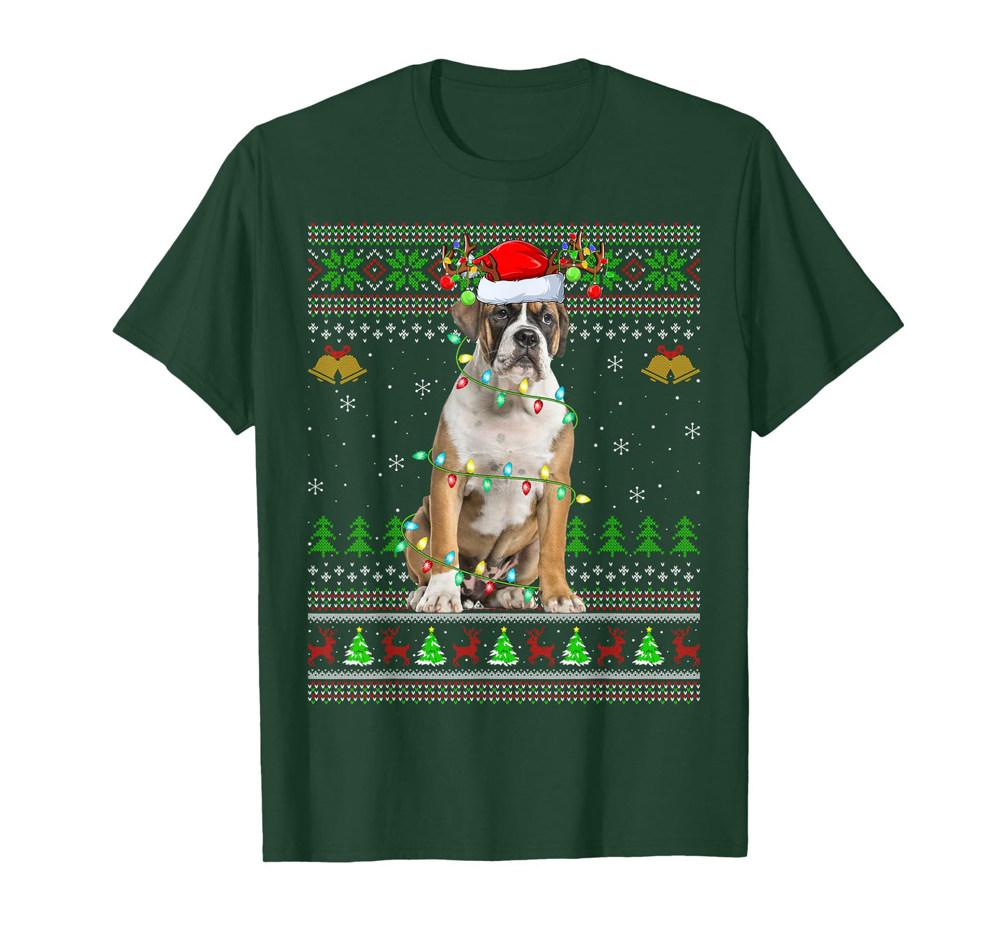 English Bulldog Ugly Christmas Sweaters Holiday Santa Xmas T-Shirt