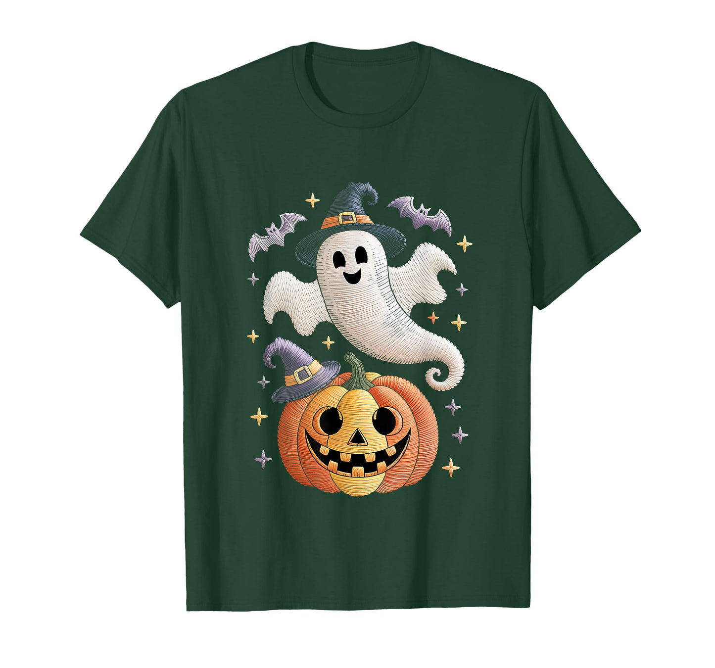 Halloween Ghost and Pumpkin Witch Hat Spooky Design T-Shirt