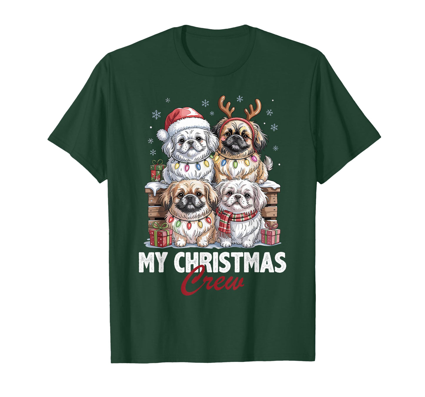Pekingese Christmas Crew Funny Dog Lovers Holiday Pajama T-Shirt