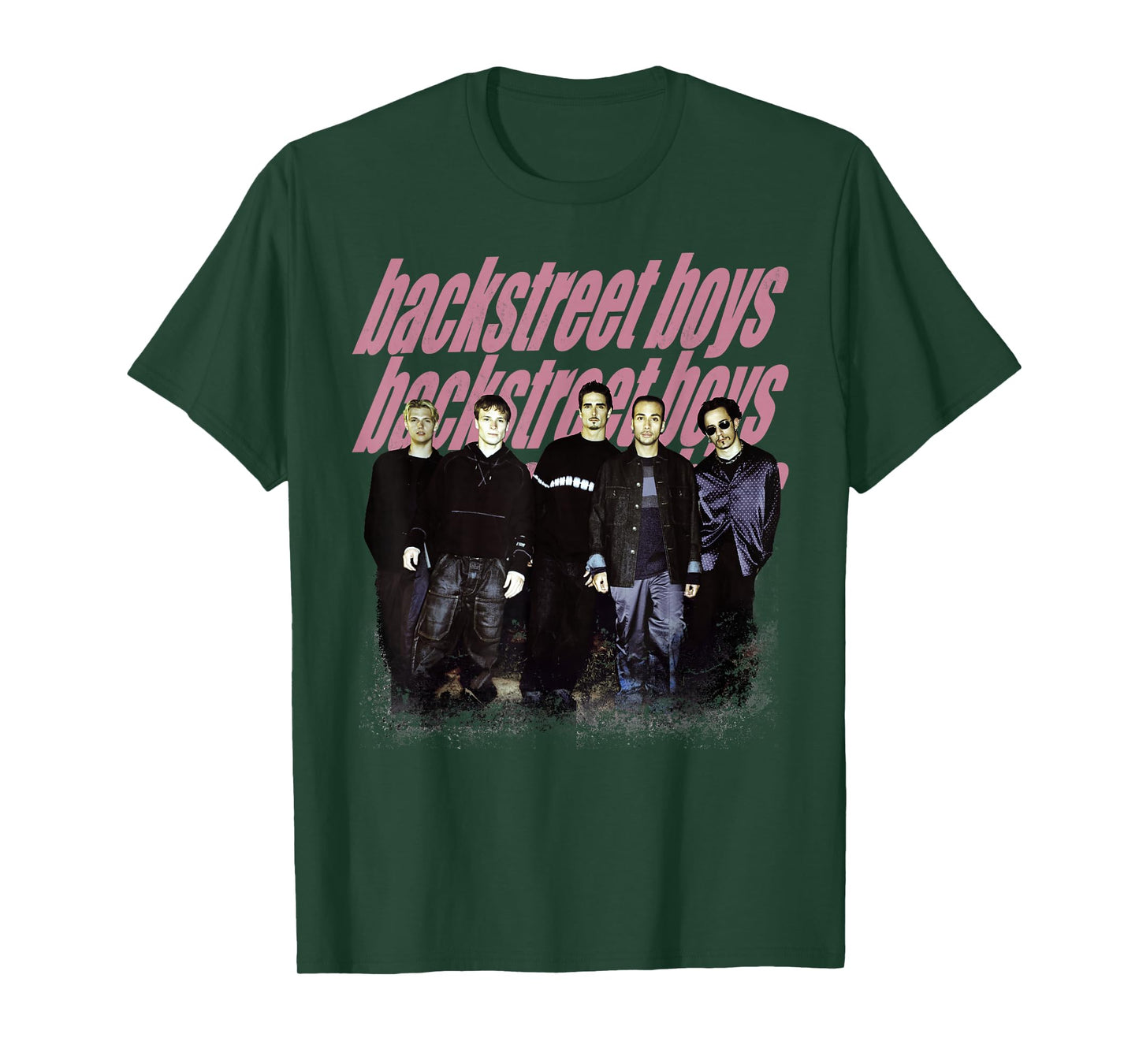 Backstreet Boys – Group Photo Repeat Logo Dark Heather Grey T-Shirt