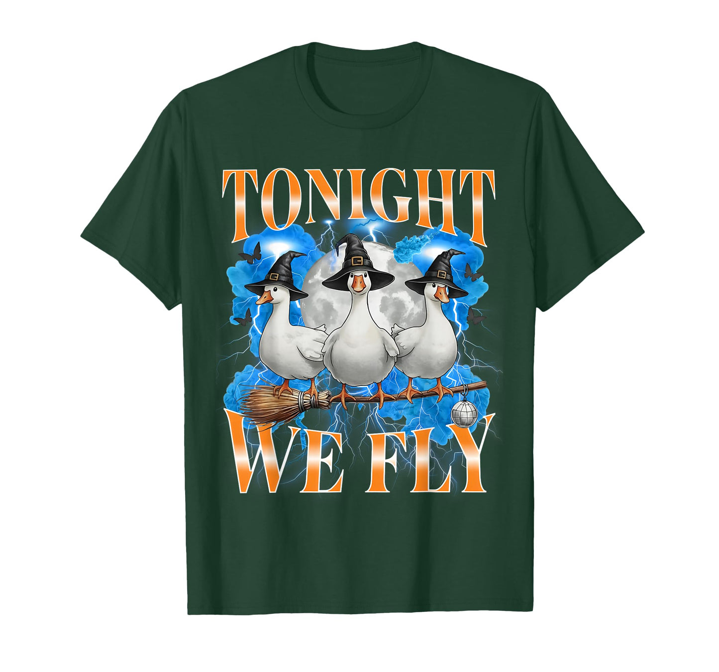 Tonight We Fly Funny Witch Goose Halloween Spooky Farm T-Shirt