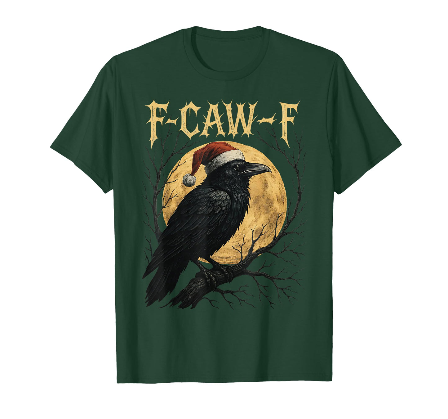 Funny Crow F-CAW-F Black Bird Gothic Christmas Santa Hat T-Shirt