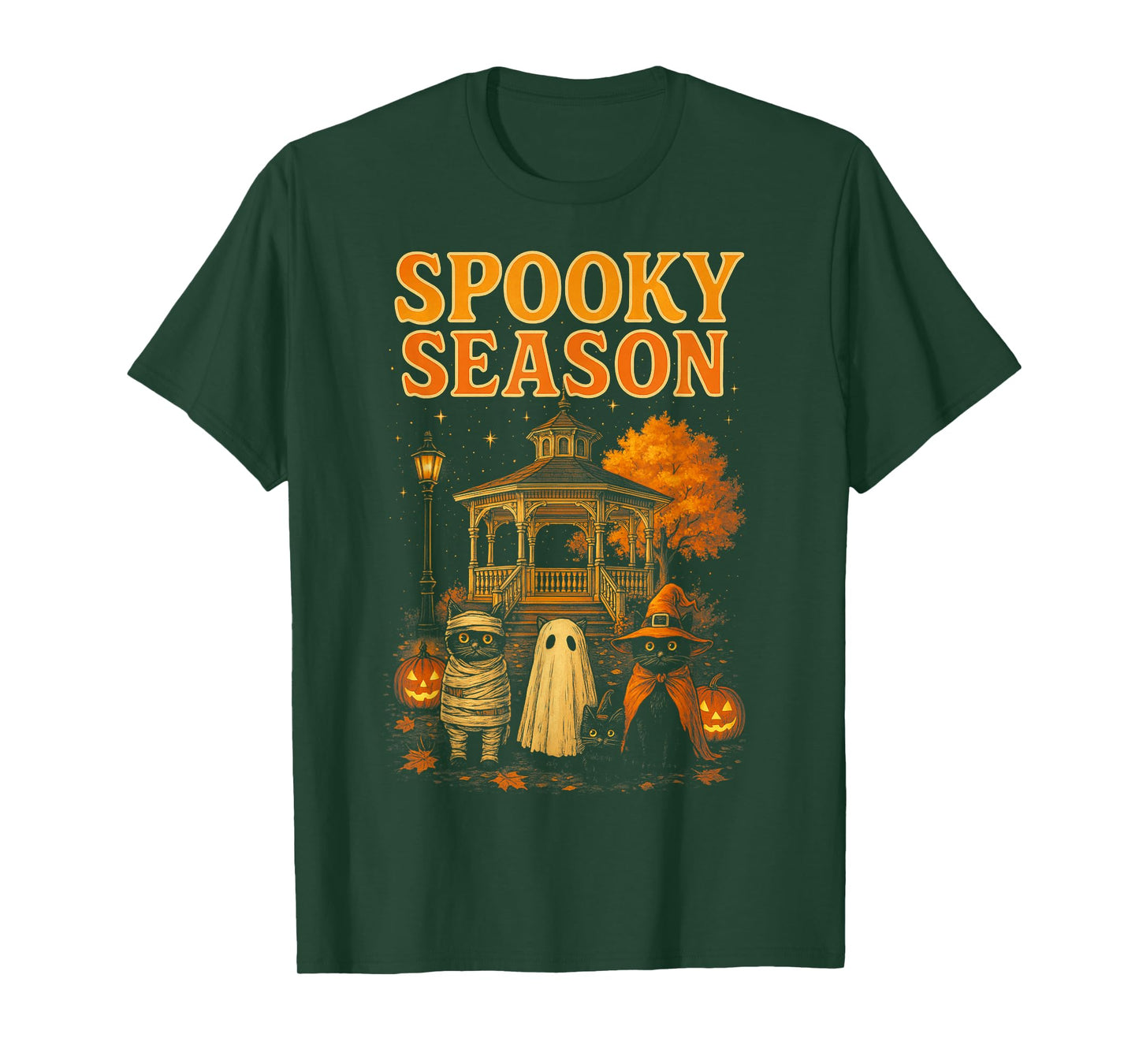 HUGvyn Black Cat Pumpkin Halloween Spooky Cat Ghost Gazebo T-Shirt