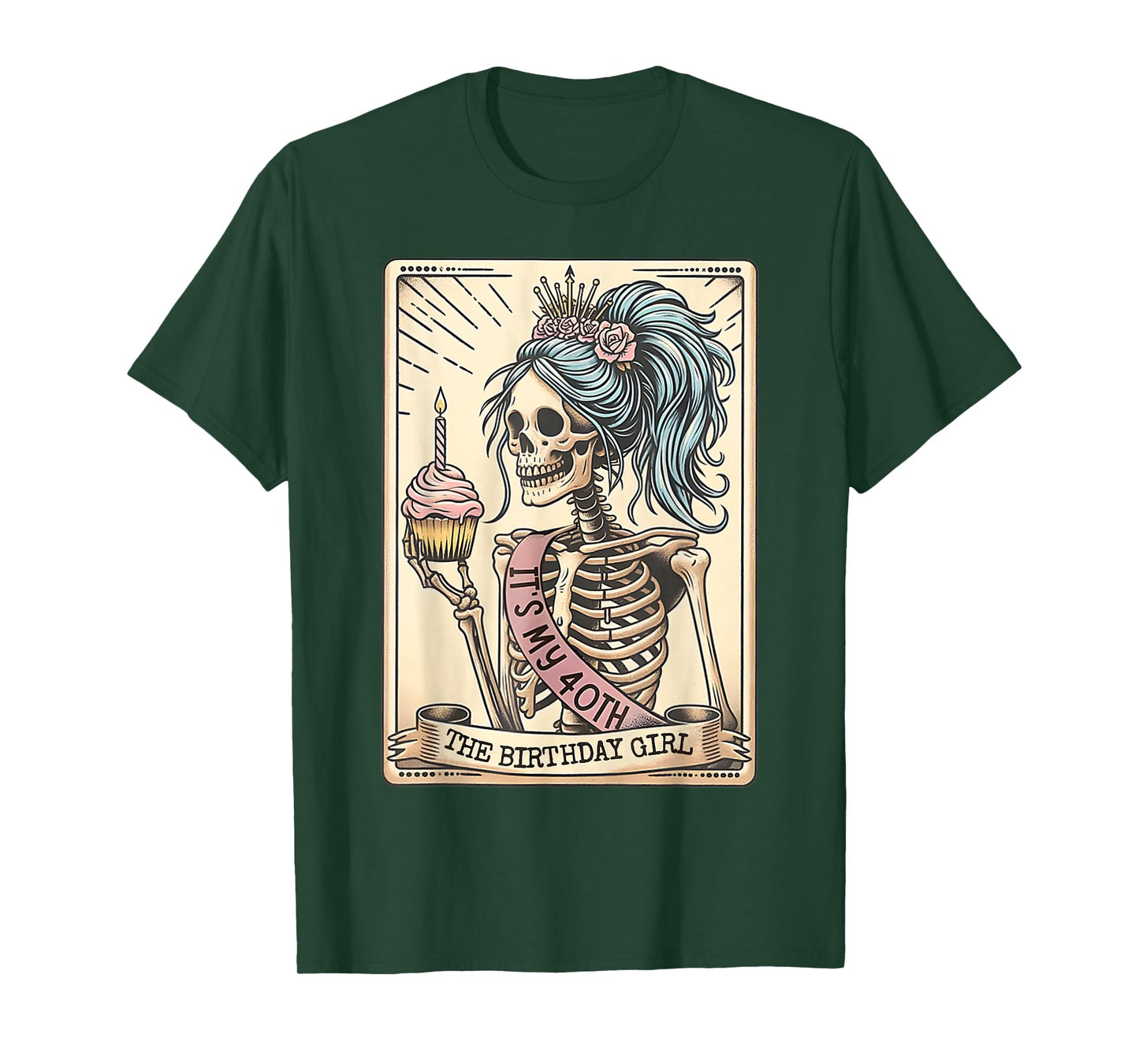 Funny 40th Birthday Skeleton Tarot Card Retro Gothic T-Shirt