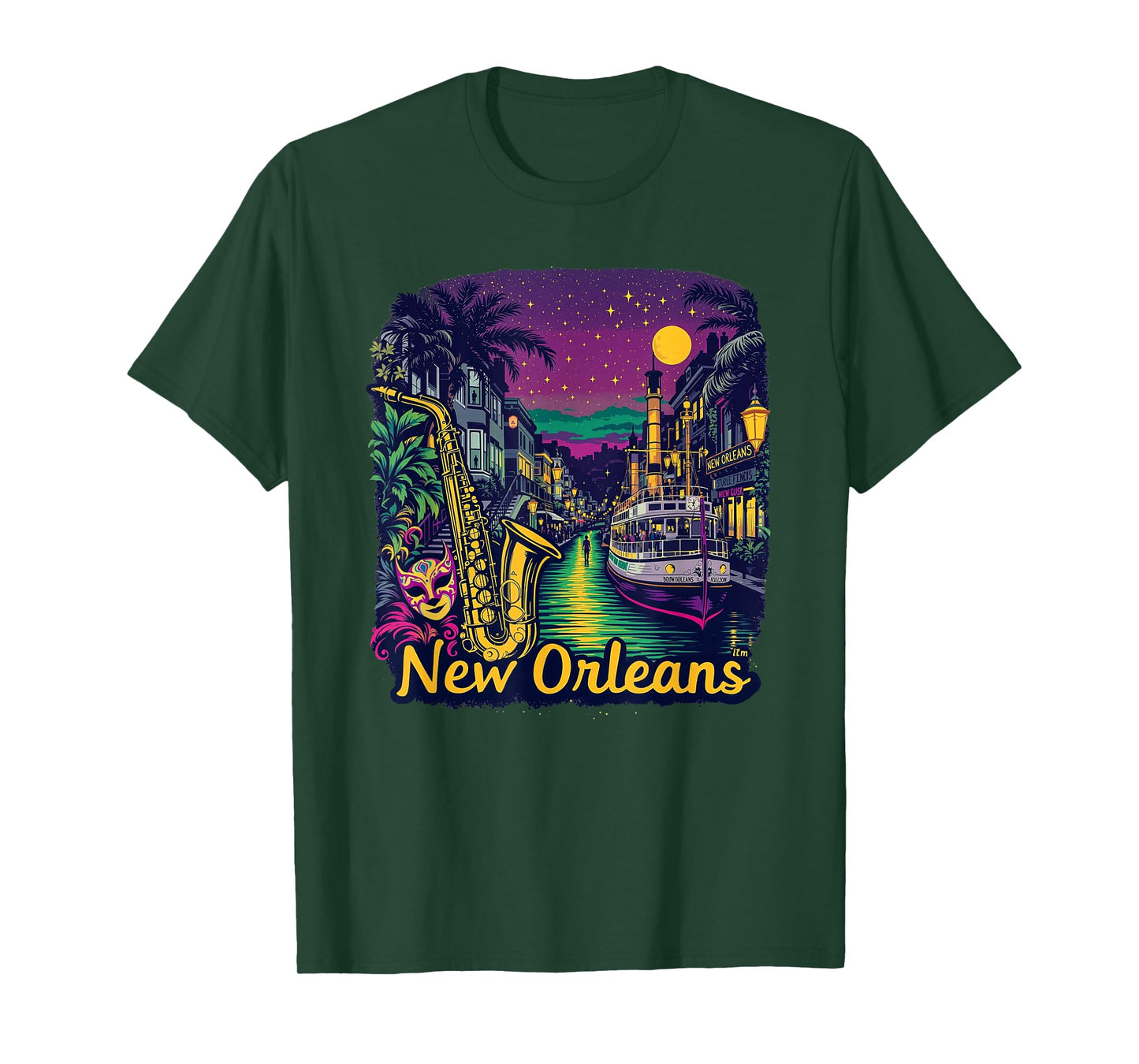 Vintage New Orleans Louisiana Sunset Skyline Cityscape Retro T-Shirt