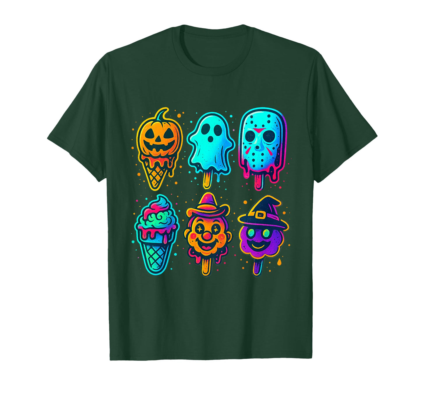 Funny Horror Ice Cream Pops Summerween Halloween Glow Youth T-Shirt
