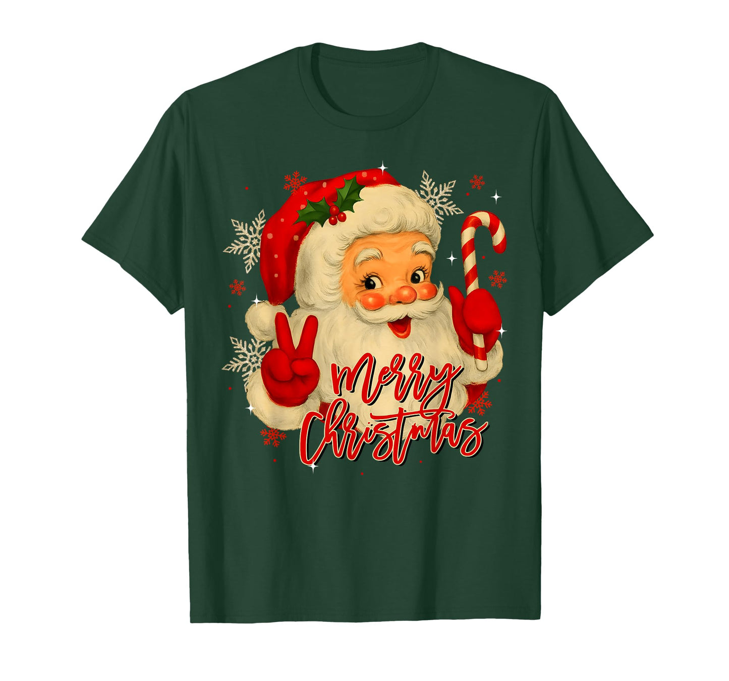 Vintage Santa Claus Merry Christmas Men Women Boys Girls T-Shirt