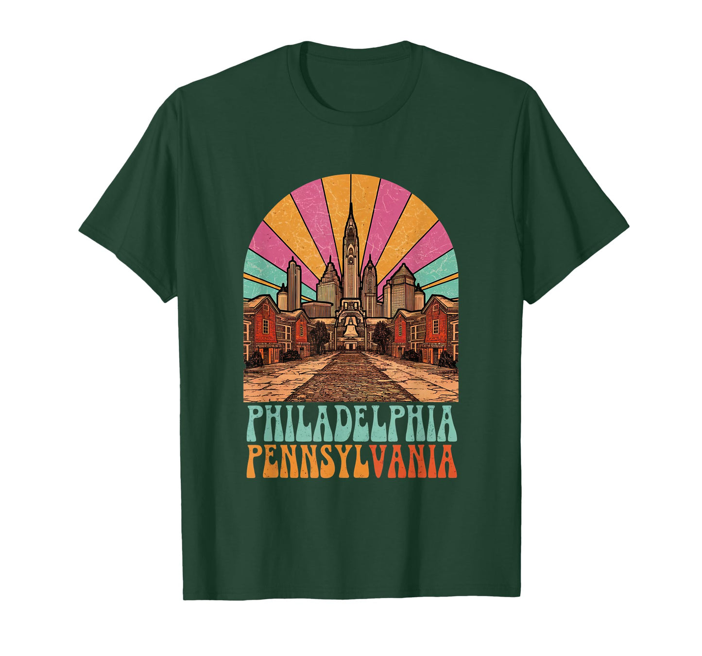 Vintage Philadelphia Pennsylvania Skyline Cityscape Retro T-Shirt