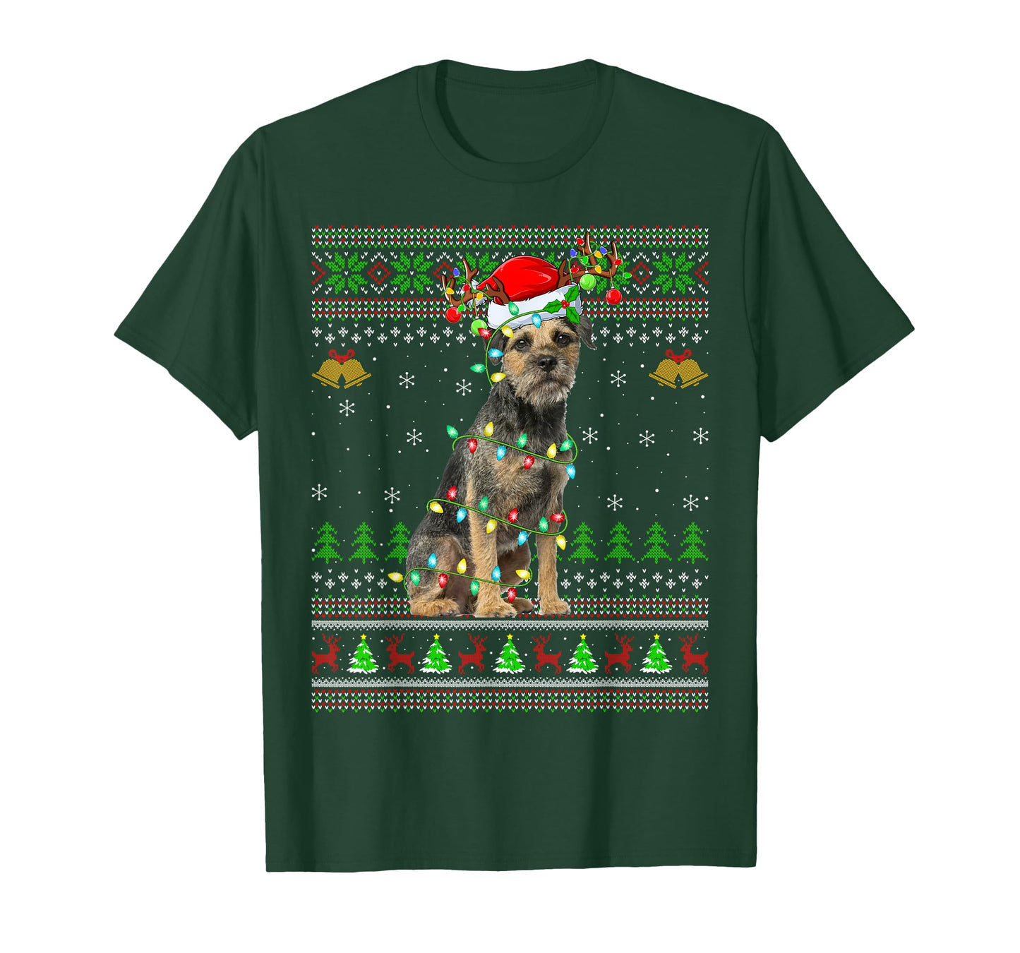 Border Terrier Dog Ugly Christmas Sweater Holiday Santa Xmas T-Shirt
