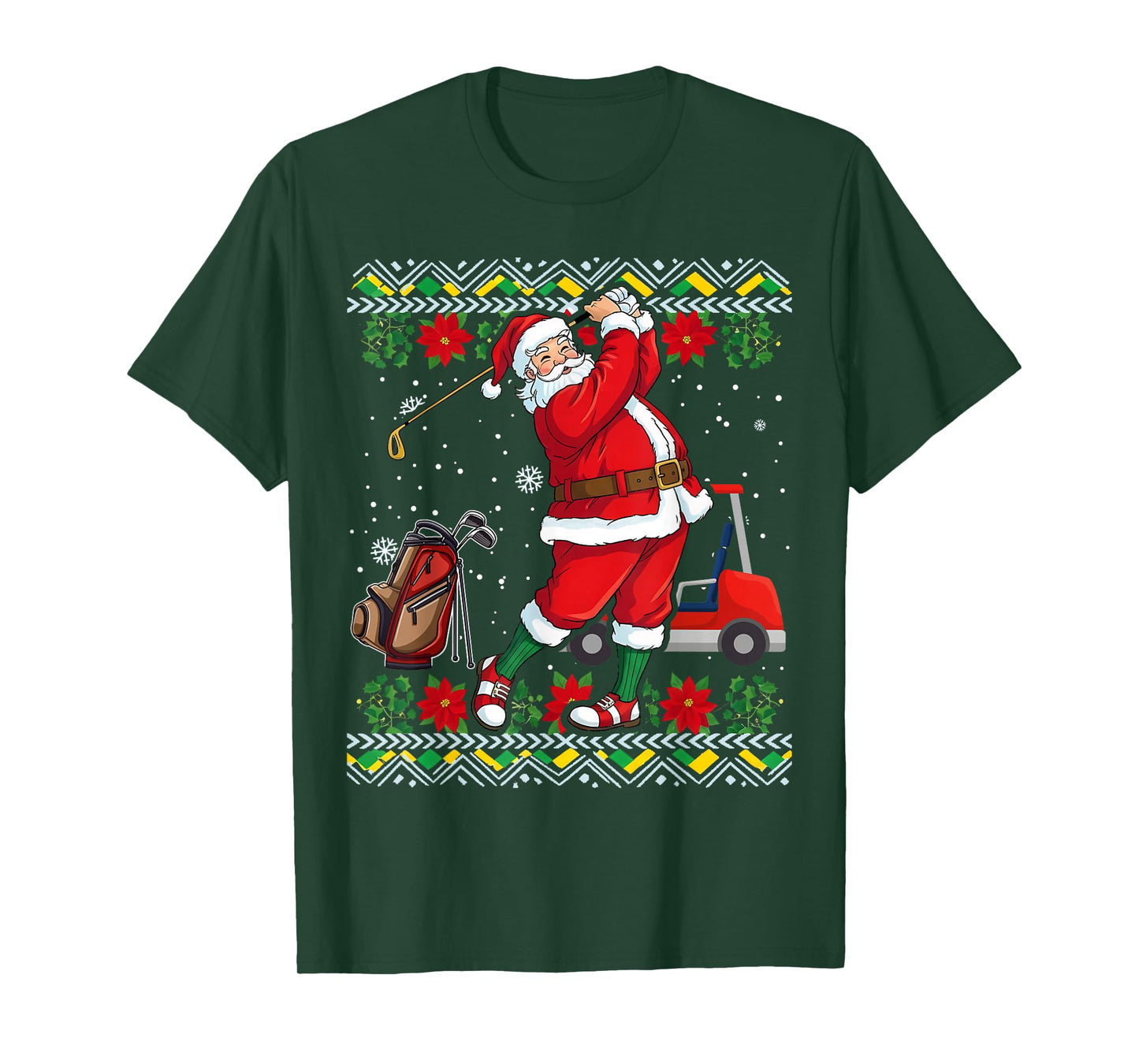 Golf Ugly Christmas Santa Claus Golfer Golfing Men Dad T-Shirt