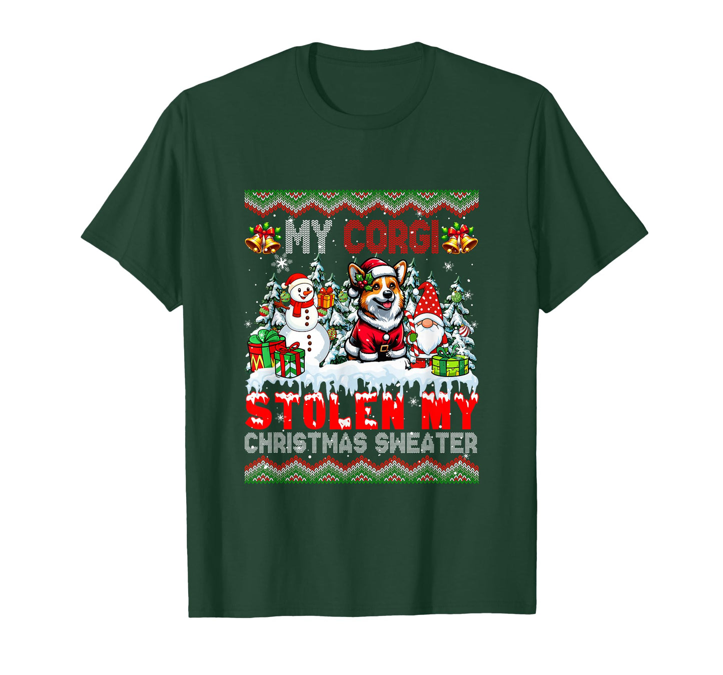 My Corgi Stolen My Christmas Sweater Santa Dog Gnome T-Shirt