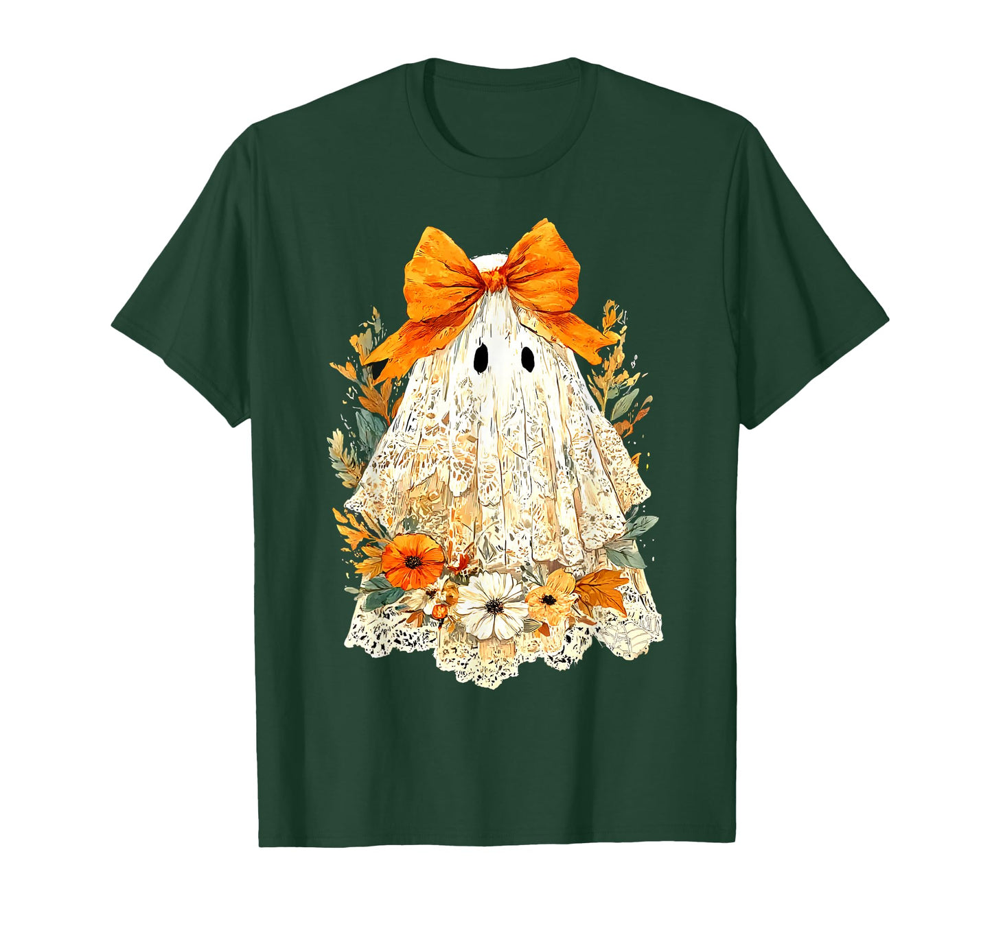 Lace Ghost Coquette Bow Vintage Women Girls Halloween Girly T-Shirt