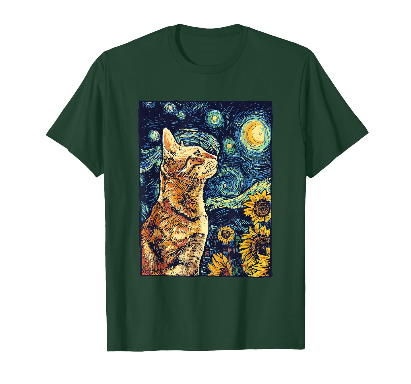 Van Gogh Starry Night Cat Shirt Van Gogh Cat Painting T-Shirt