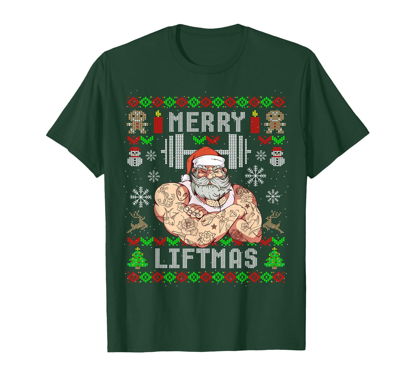Funny Merry Liftmas Ugly Christmas Workout Powerlifting T-Shirt
