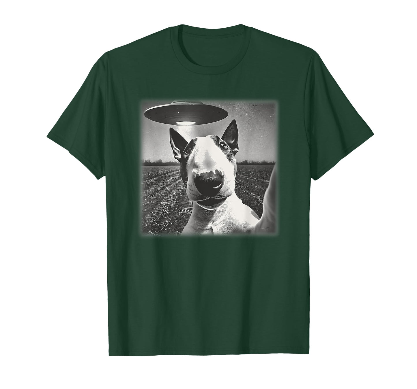 Vintage English Bull Terrier UFO Alien Selfie Dog Mom Dad Men Women Kids T-Shirt