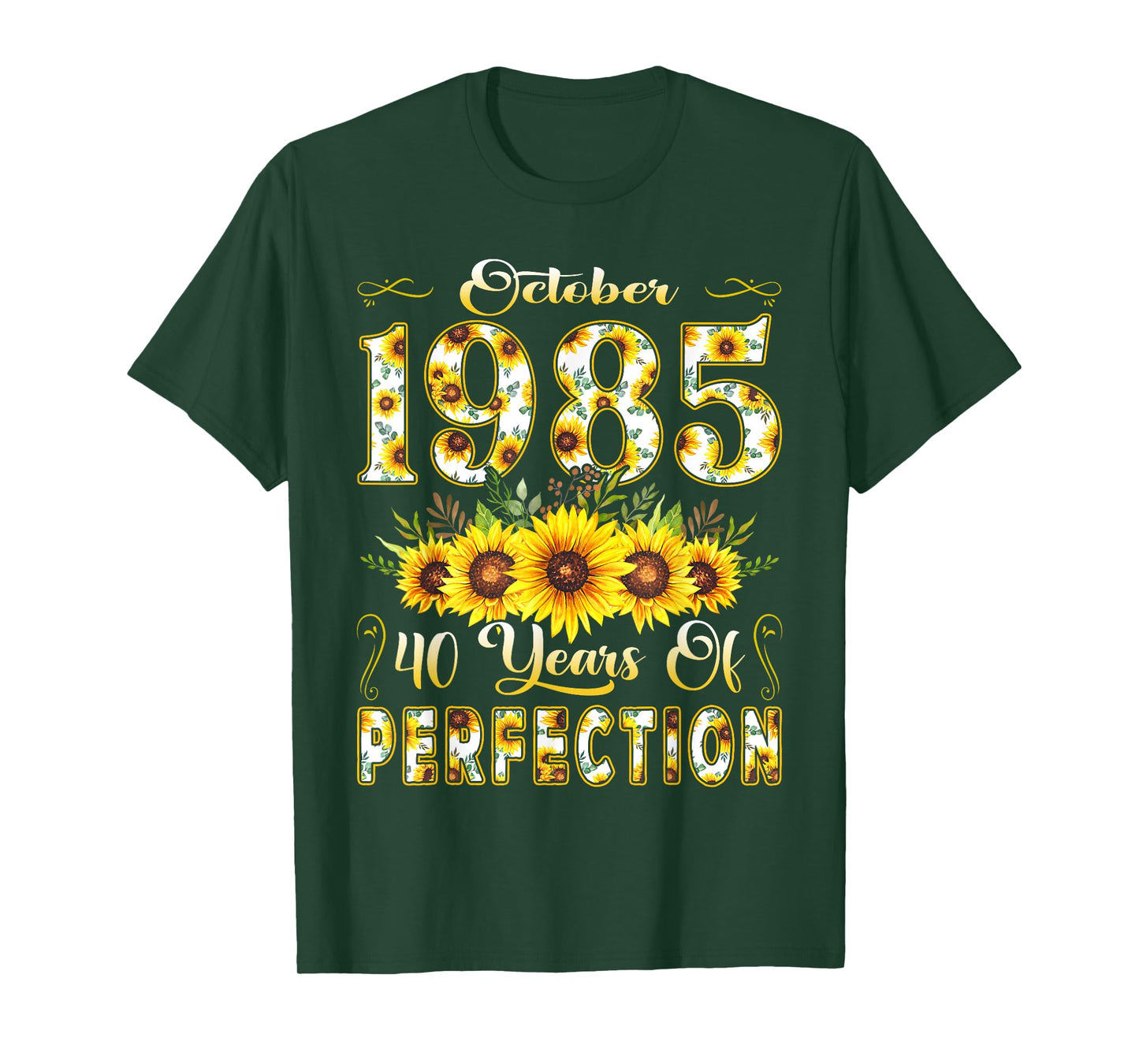 40 Year Old October 1985 Sunflower 40th Birthday Women T-Shirt