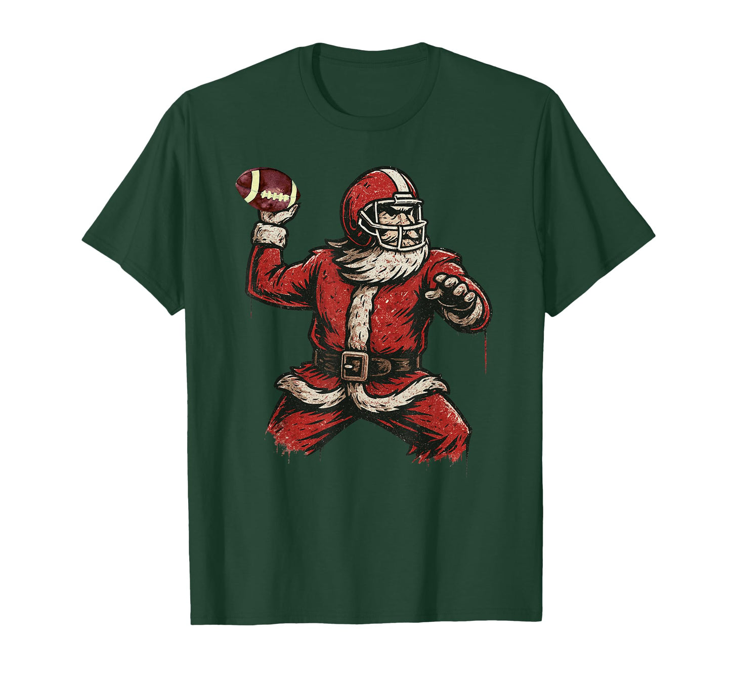 Santa Claus Playing American Football Xmas Holiday Christmas T-Shirt