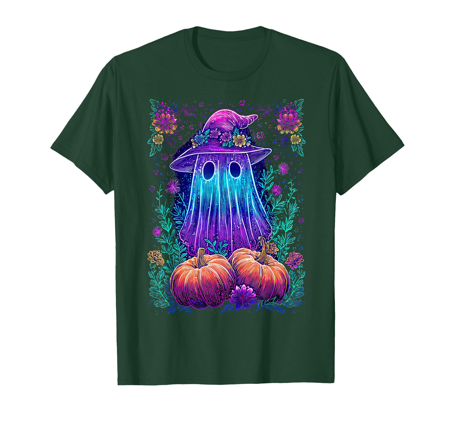 Halloween Spooky Ghost Witch Pumpkin Floral Spooky Season T-Shirt