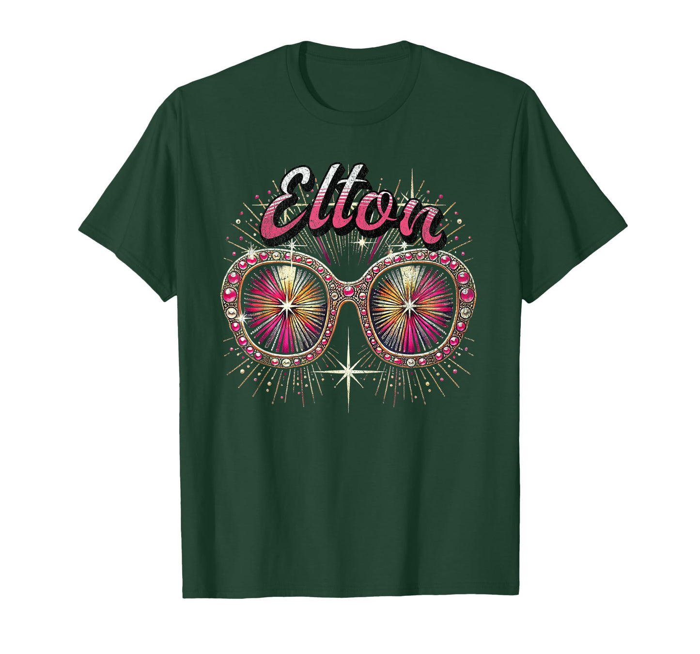 Elton First Name T With Glasses Personalized Vintage Tee T-Shirt