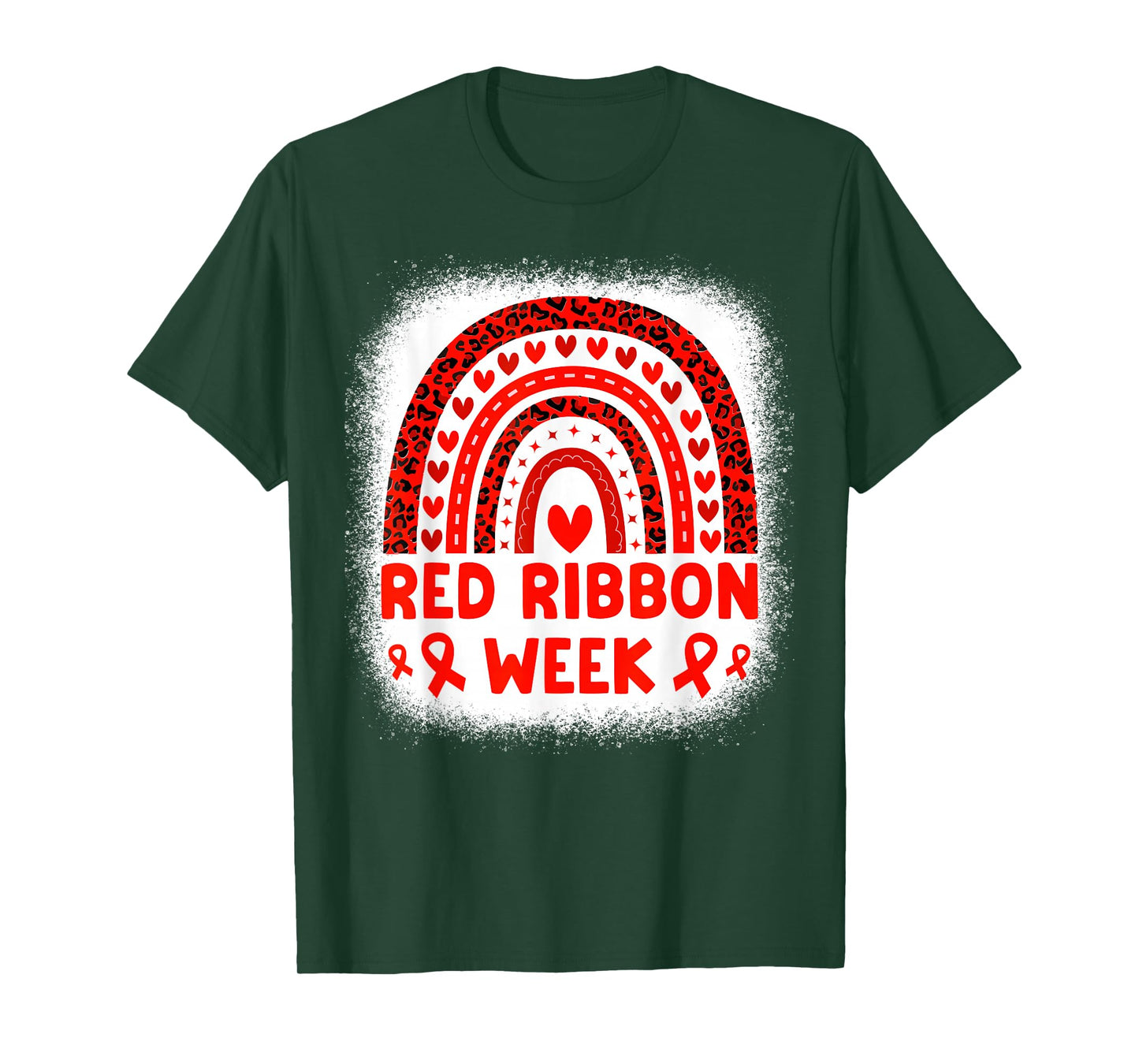 Red Ribbon Week Awareness Rainbow Men Women Kids Red Ribbon T-Shirt