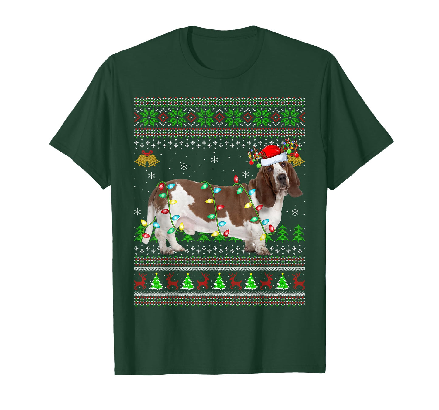 Basset Hound Dog Ugly Christmas Sweaters Holiday Santa Xmas T-Shirt