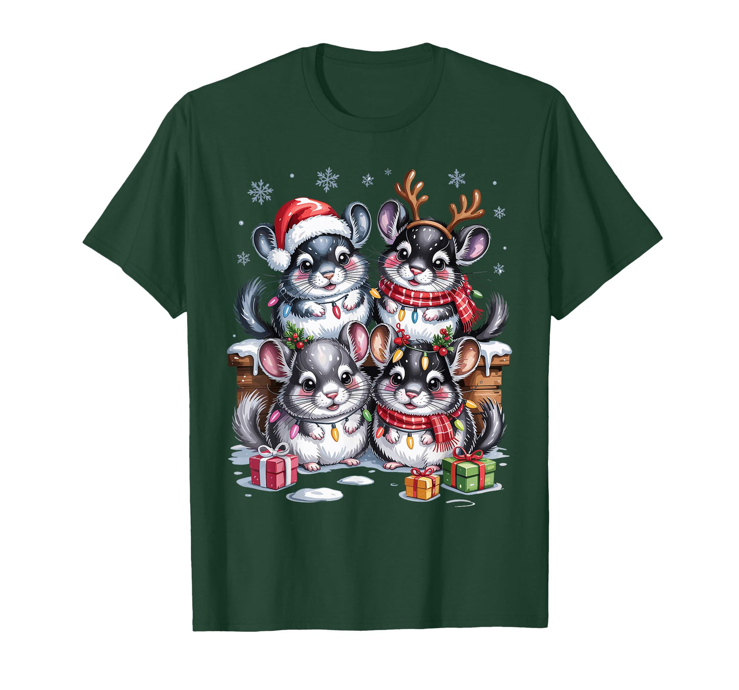 Chinchilla Christmas Cute Pet Lovers Funny Holiday Pajamas T-Shirt