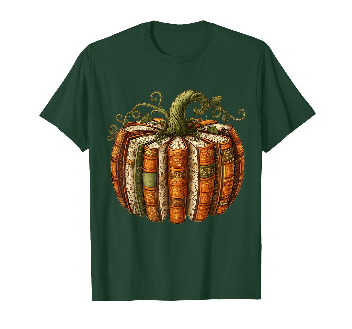 Vintage Book Pumpkin Fall Reading Halloween Tee T-Shirt