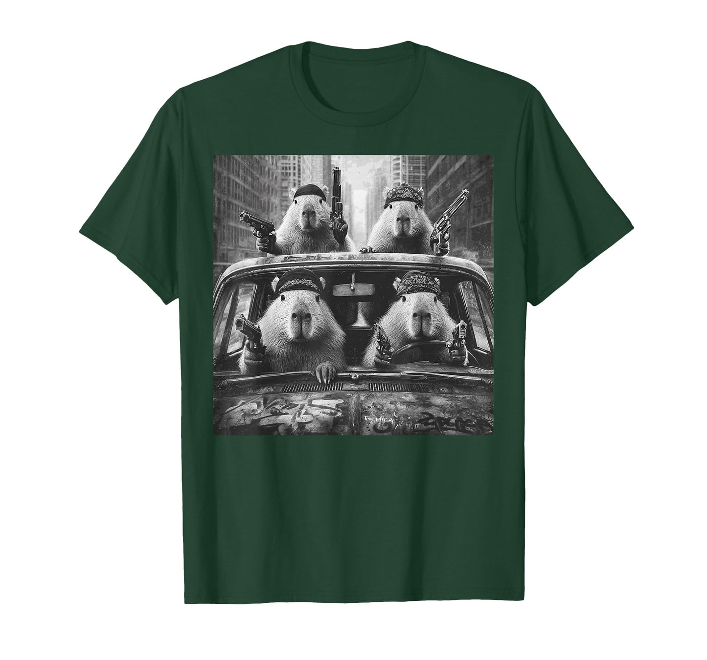 Funny Graphic Capybara Gangster Adult Funny T-Shirt