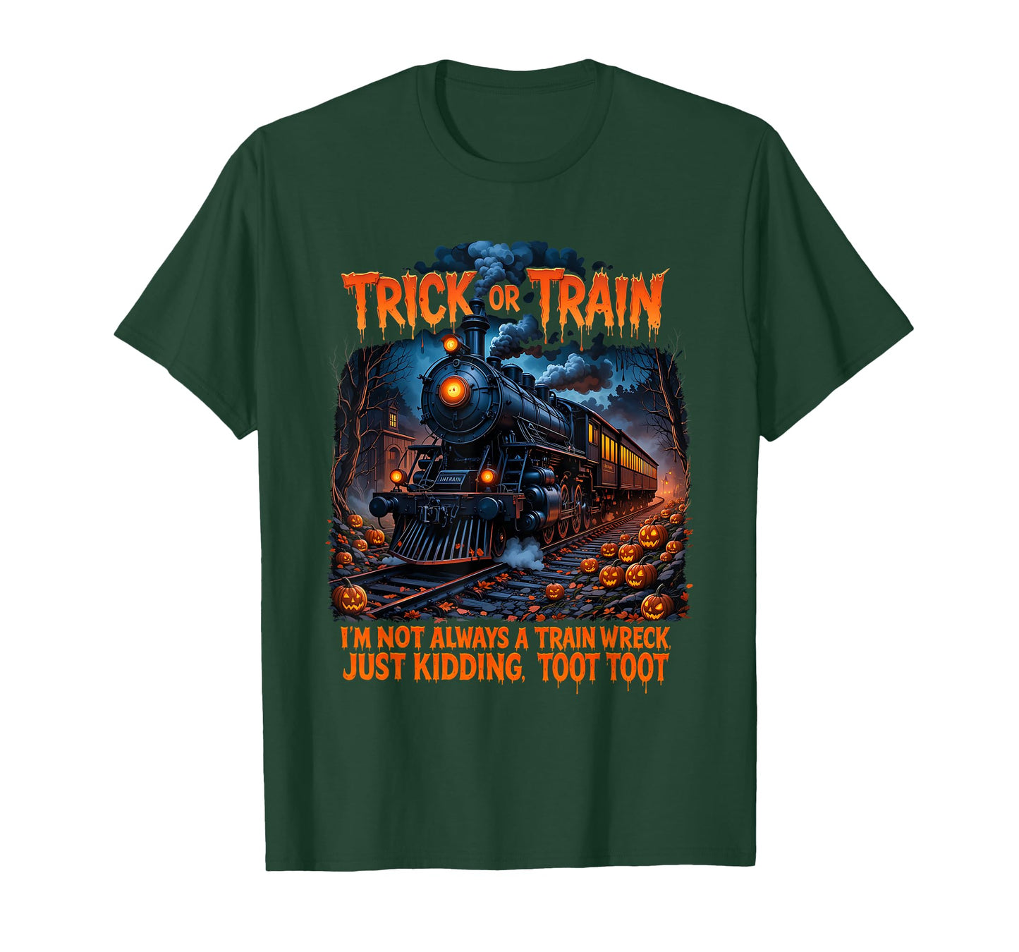 Funny Halloween Pumpkin Skeleton Ghosts Trick Or Train T-Shirt
