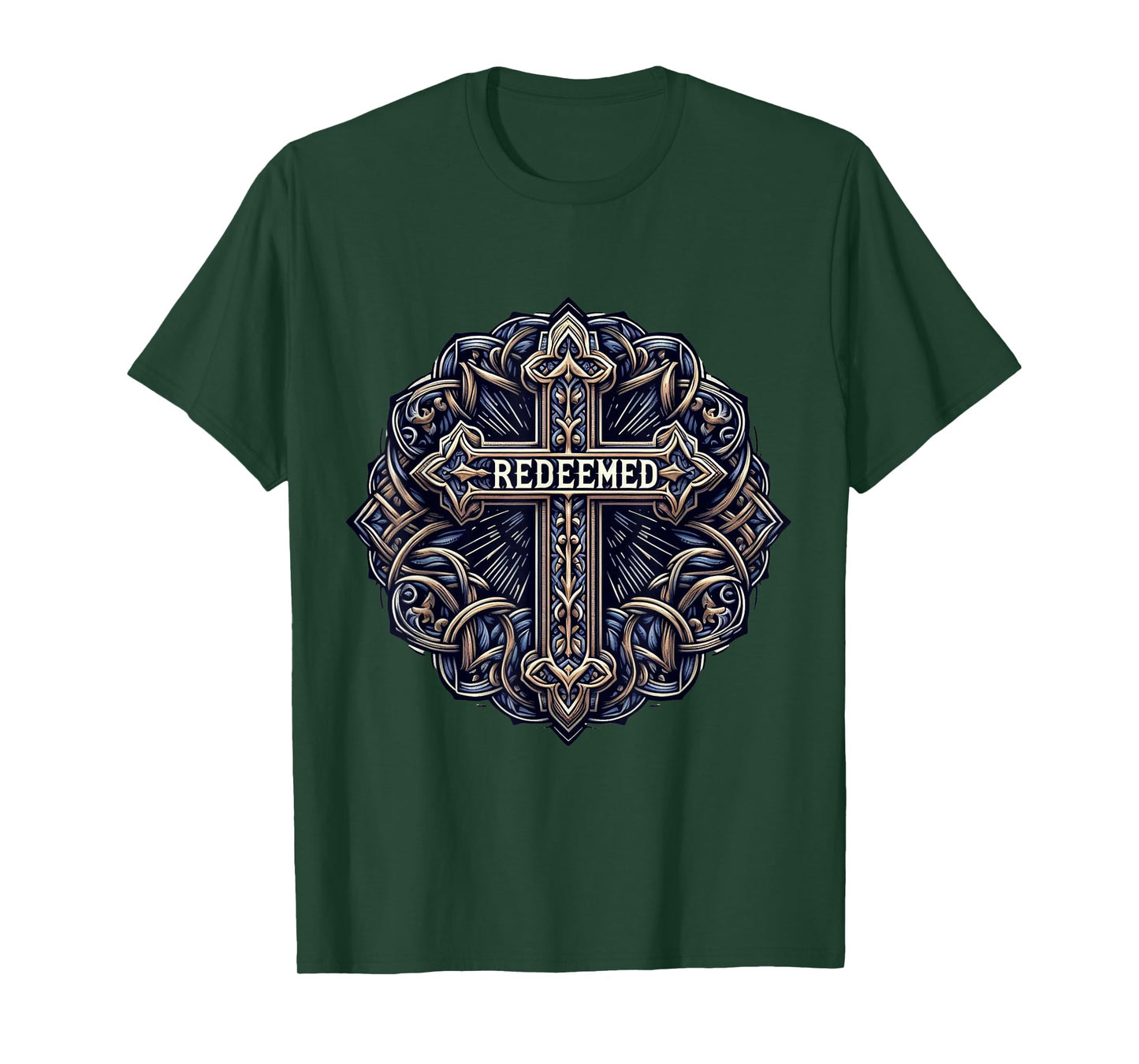 Redeemed Cross Mens Christian Jesus T-Shirt