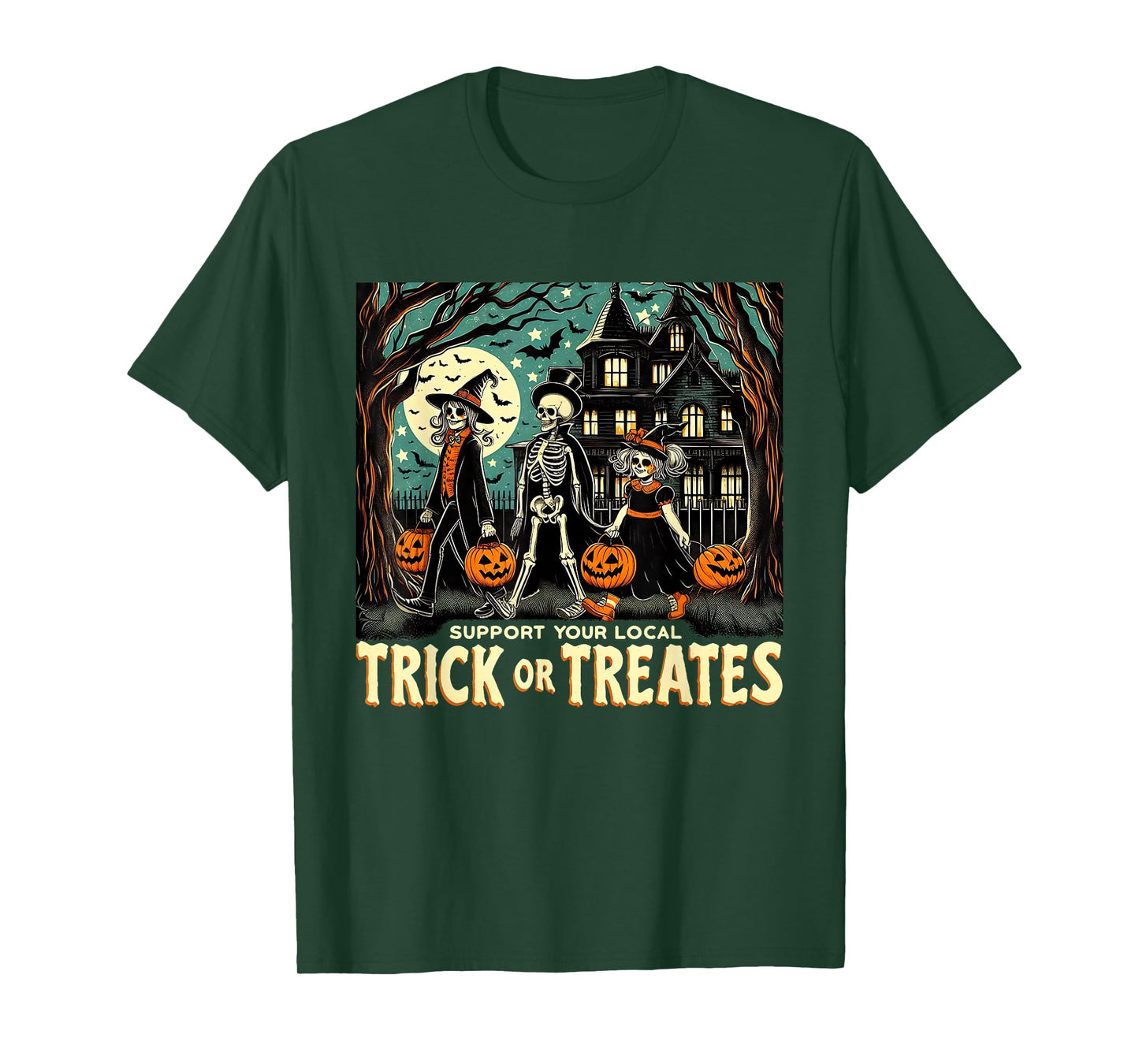Support Local Trick or Treats Retro Halloween Art T-Shirt