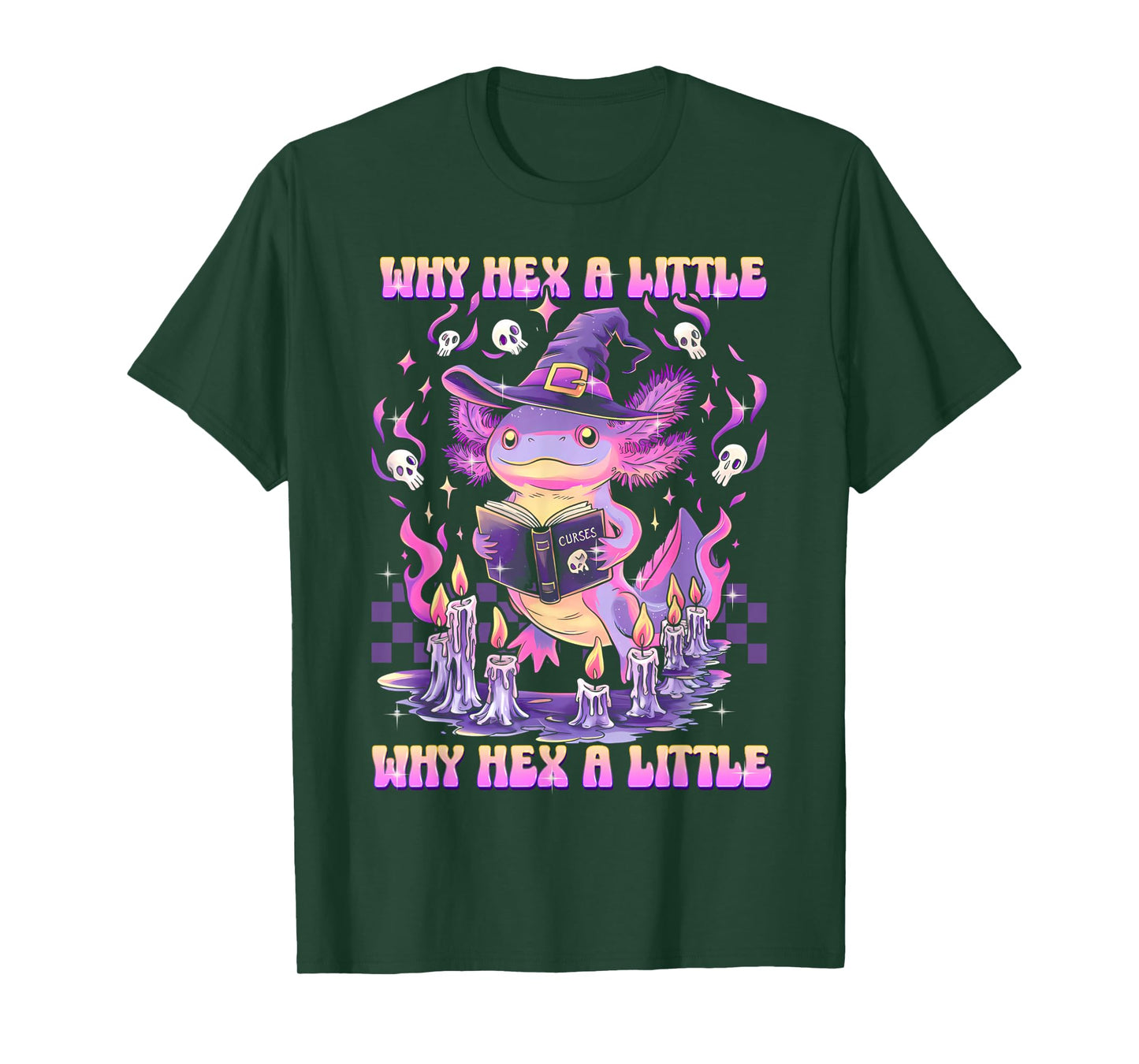 Funny Hexalotl Axolotl Witch Magic Halloween Pun T-Shirt