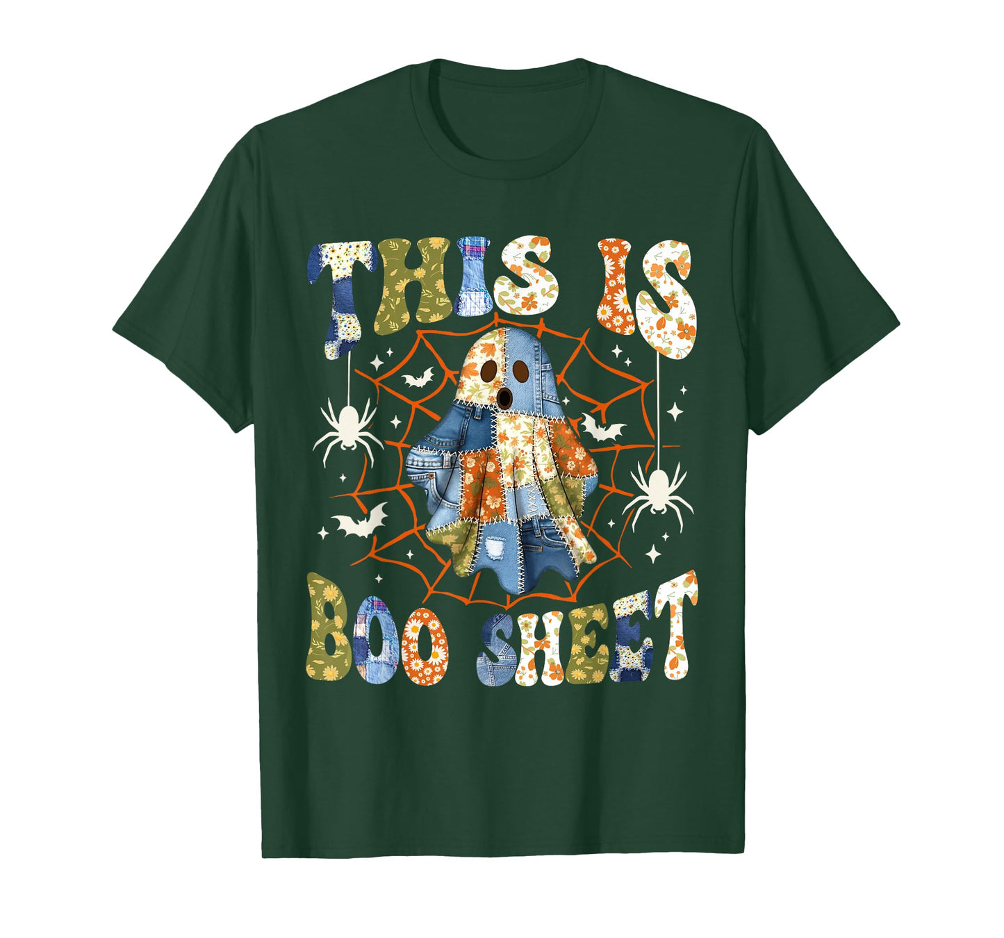 Boo Sheet Ghost Funny Retro Groovy Preppy Costume Girls Kids T-Shirt