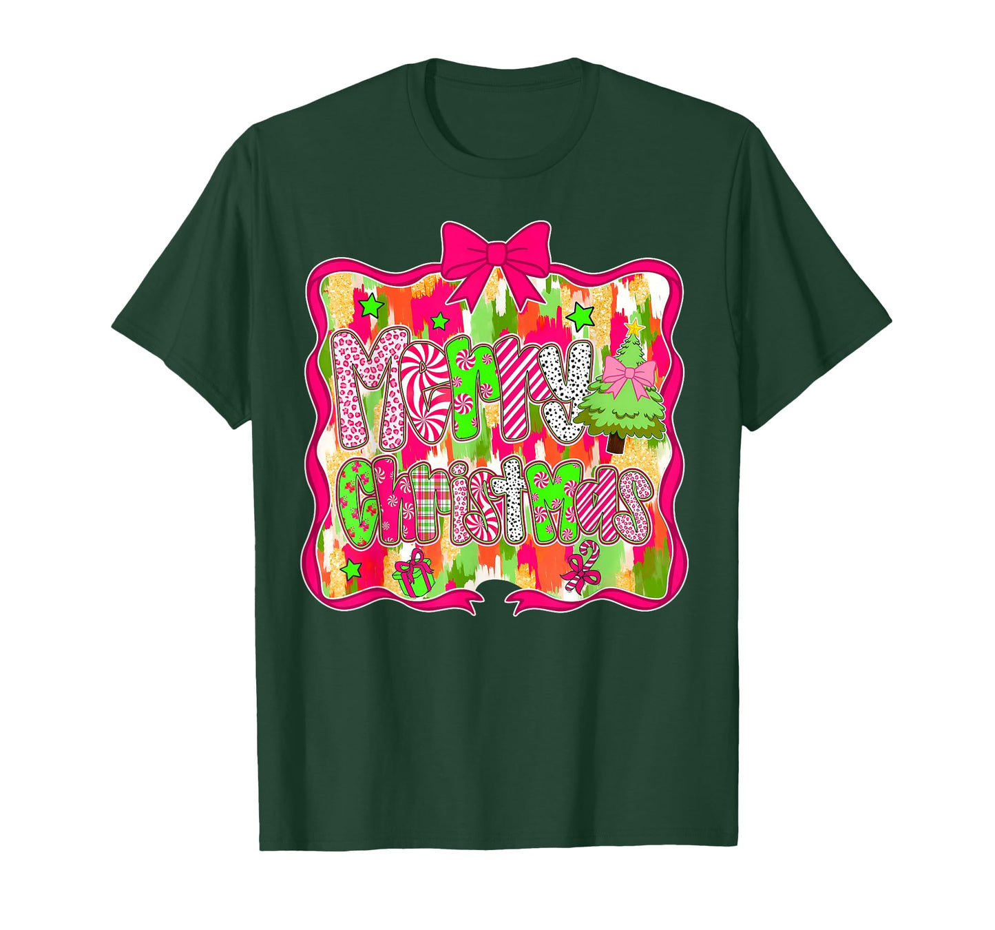 Coquette Bow Merry Christmas Santa Hat Xmas Family Men Women T-Shirt