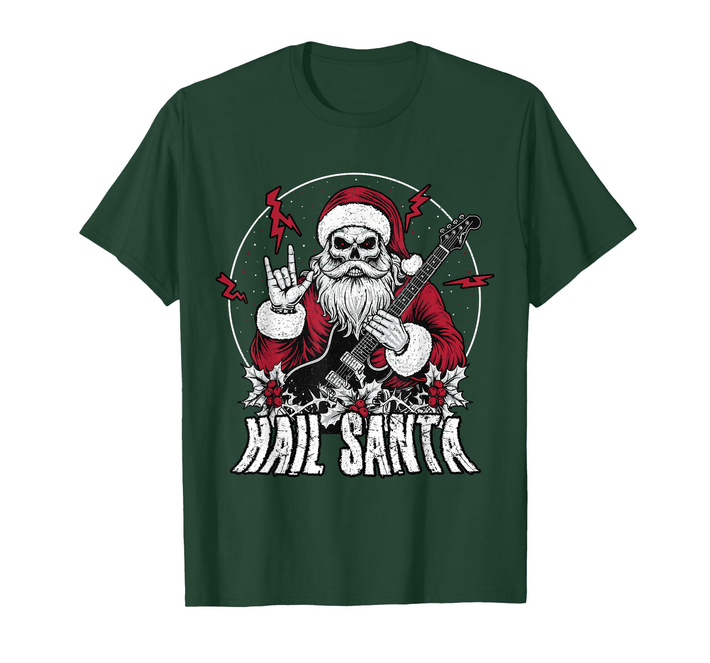 Hail Santa Heavy Guitar Happy Solstice Anti Christmas Rock T-Shirt