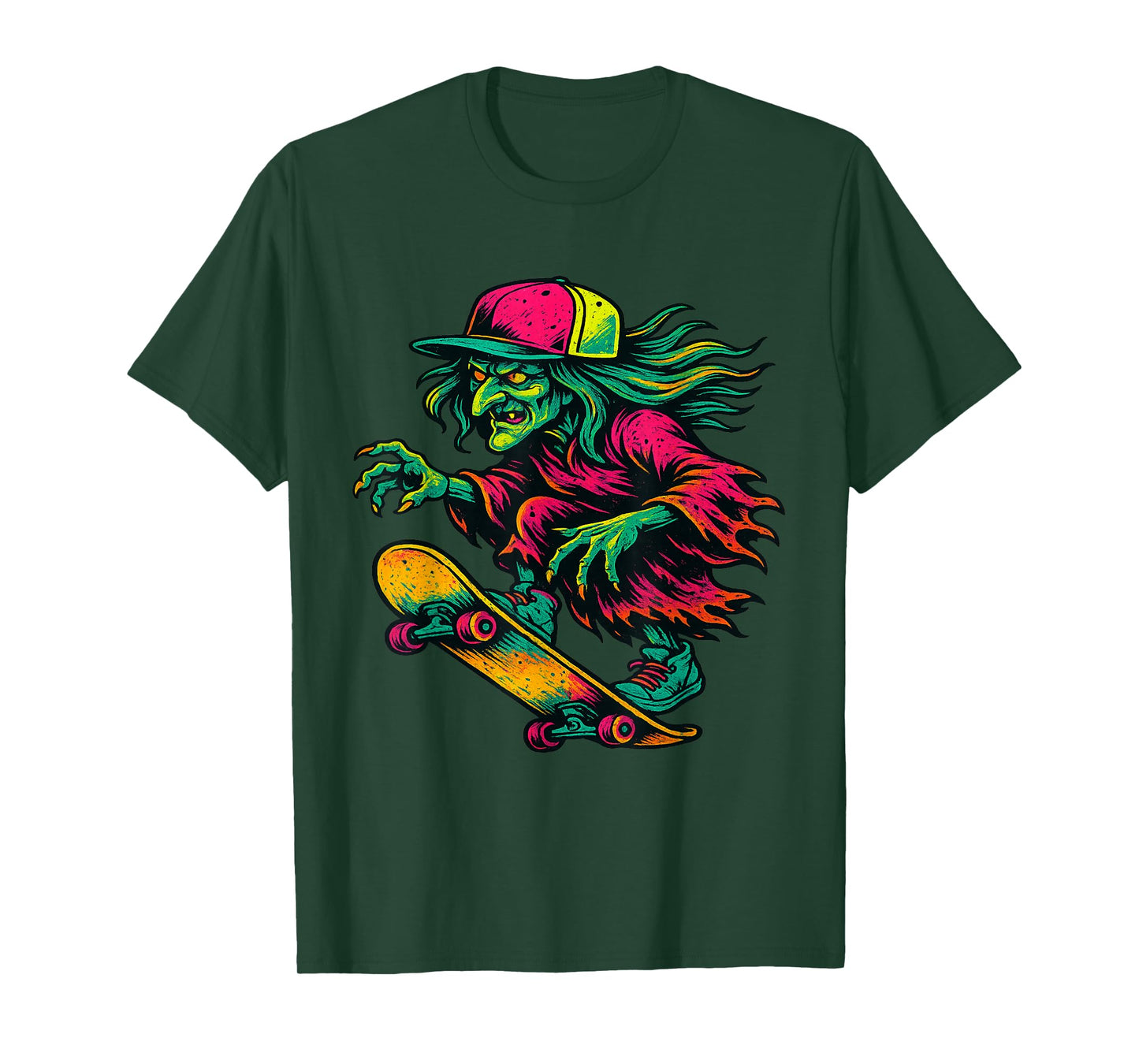 Skater Witch Gnarly Skateboard Witchy Spooky Sorcery T-Shirt