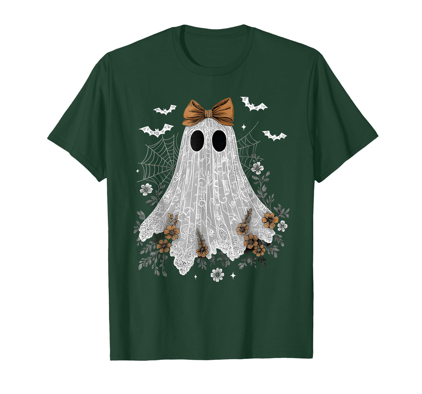 Lace Ghost Coquette Bow Vintage Women Girls Halloween Girly T-Shirt