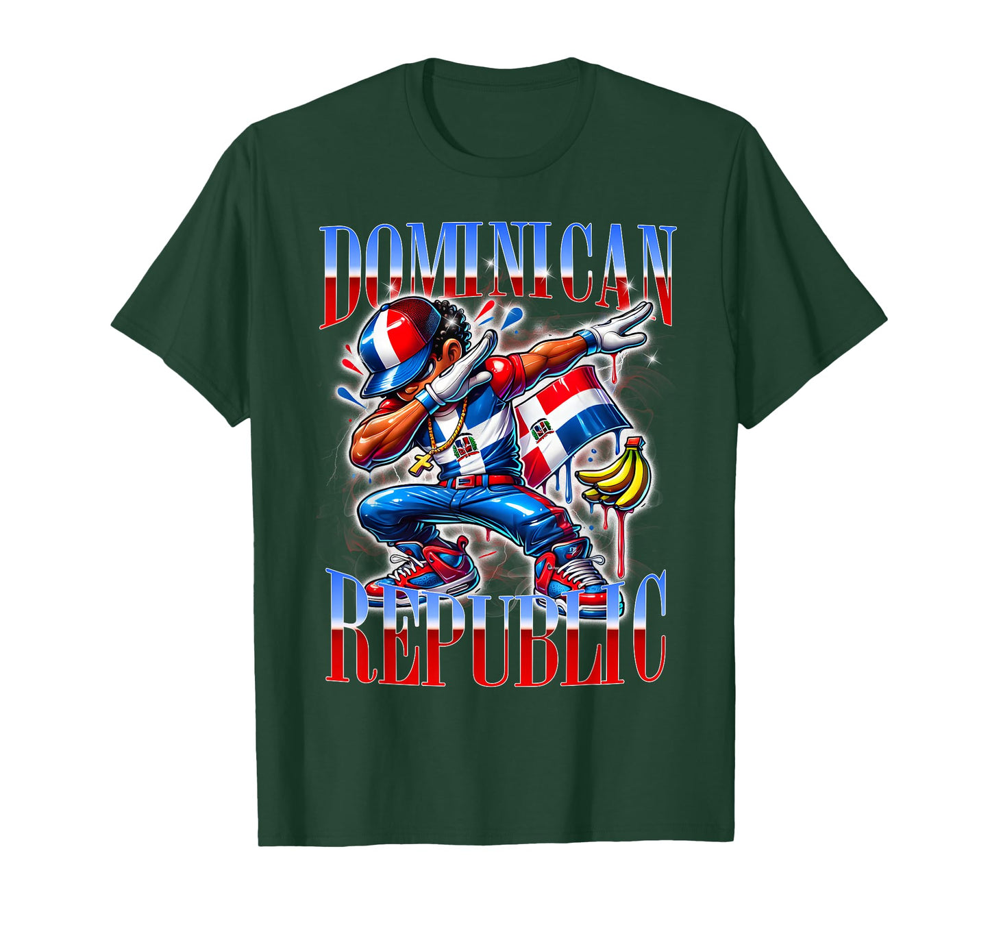 Dominican Republic Flag Dab Urban Streetwear Design T-Shirt