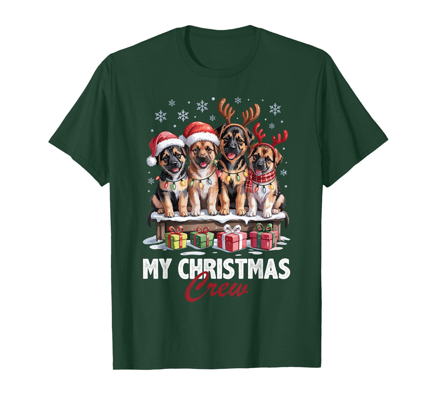 German Shepherd Christmas Crew Funny Dog Lovers Holiday T-Shirt