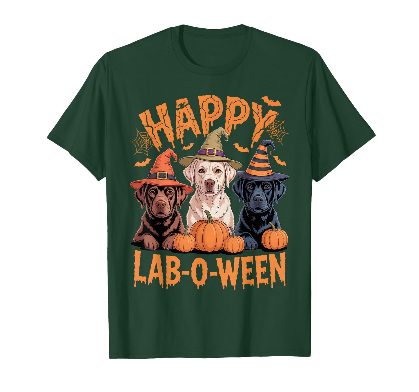Happy Lab-O-Ween Labrador Dogs Funny Halloween Pumpkin T-Shirt