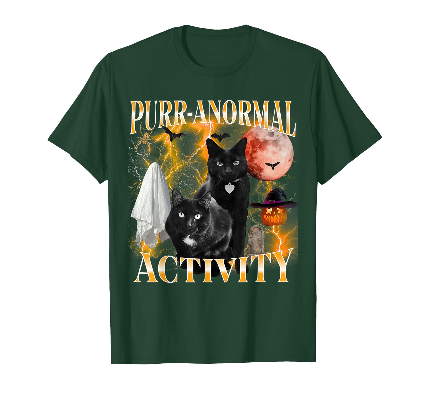 Halloween Black Cat Bootleg Purranormal Activity Ghost T-Shirt