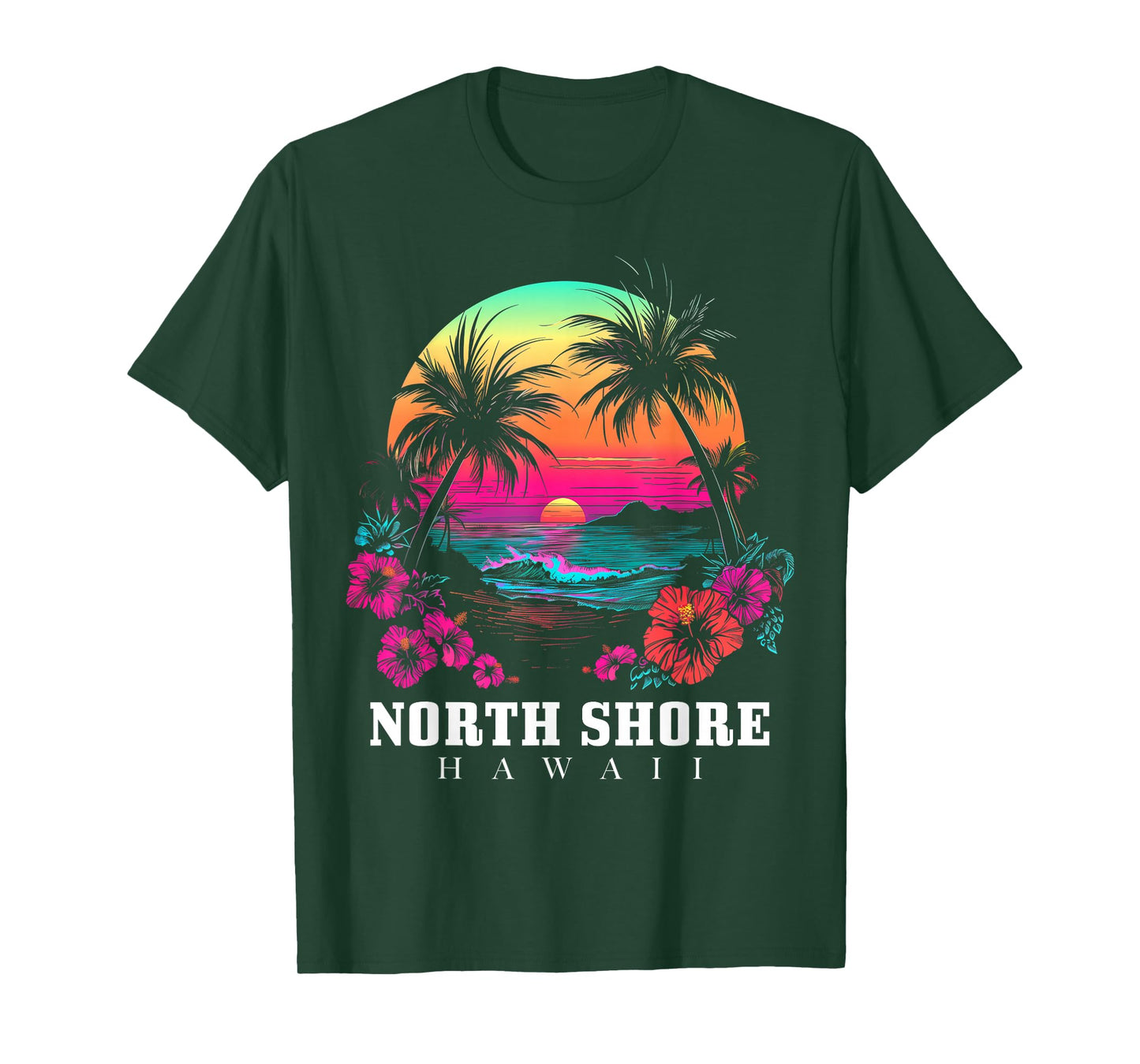 Surfer Souvenir North Shore Oahu Hawaii Hibiscus T-Shirt
