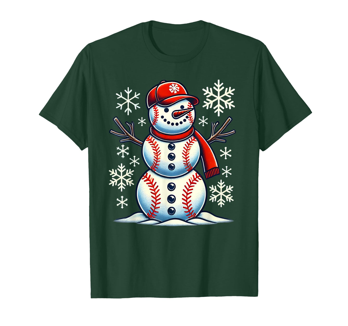 Christmas Baseball Snowman Boys Baseball Christmas Women Men T-Shirt