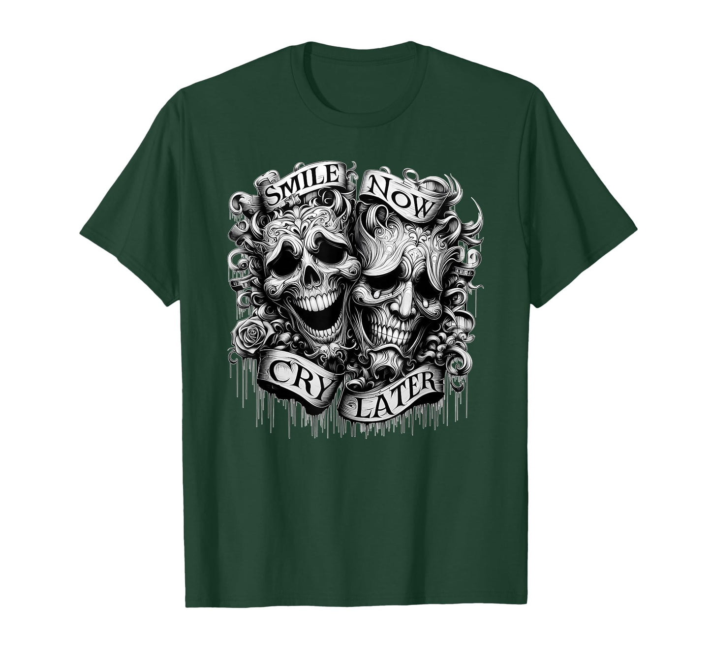 SMILE NOW CRY LATER Clown Chicano Art Shirt Gothic Cholo T-Shirt