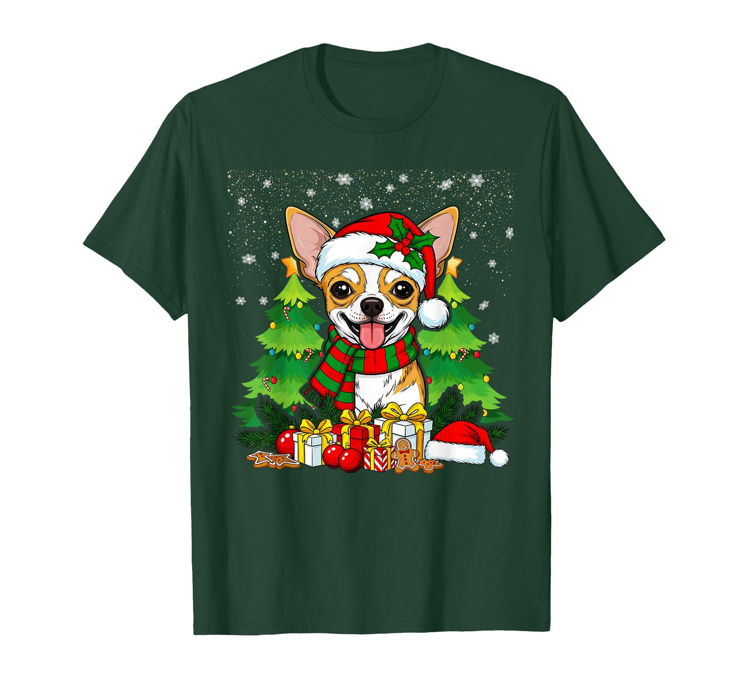 Chihuahua Christmas Style Santa Hat T-Shirt