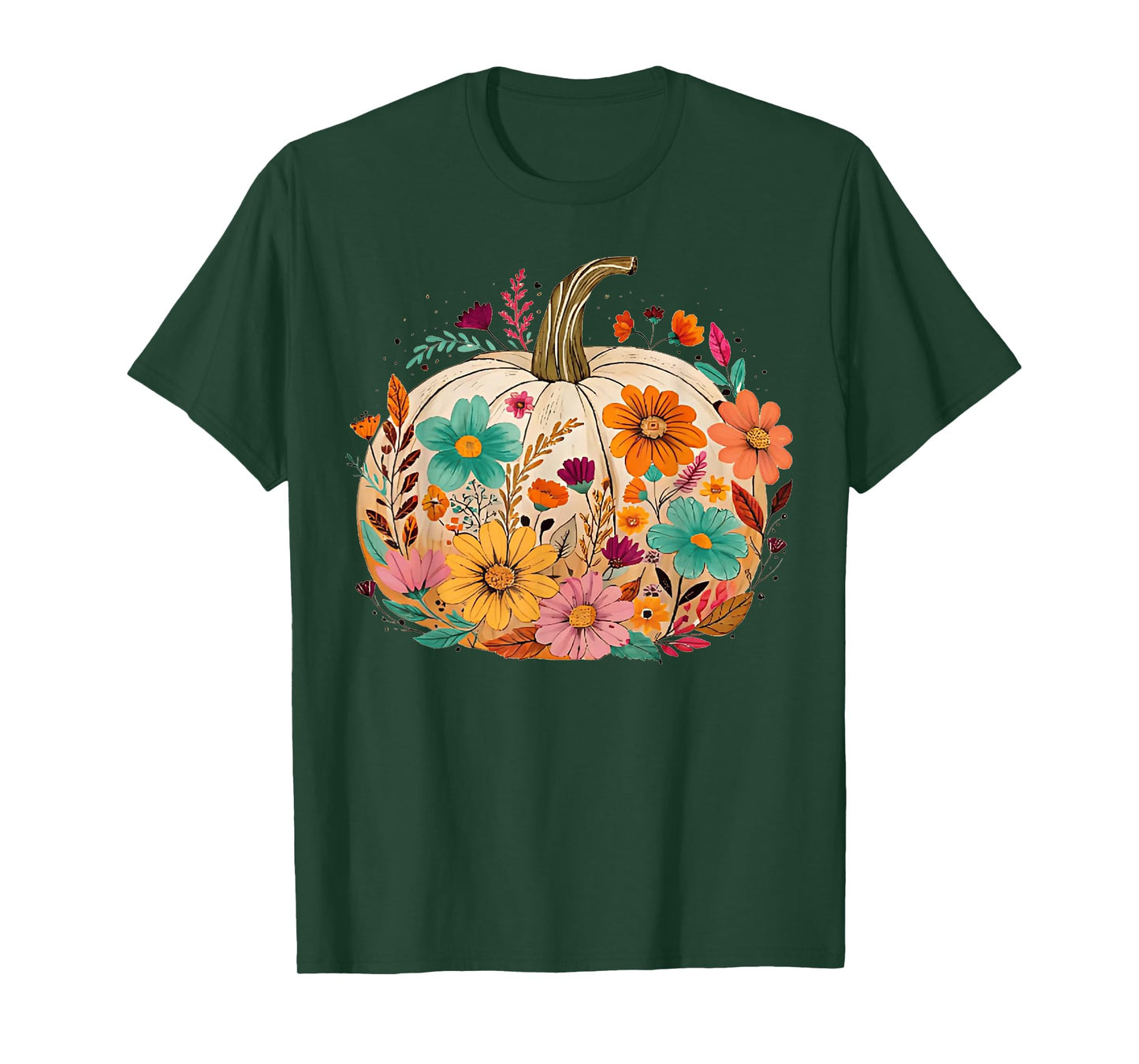Retro Vintage Boho Pumpkin Floral Halloween Fall Vibes Women T-Shirt
