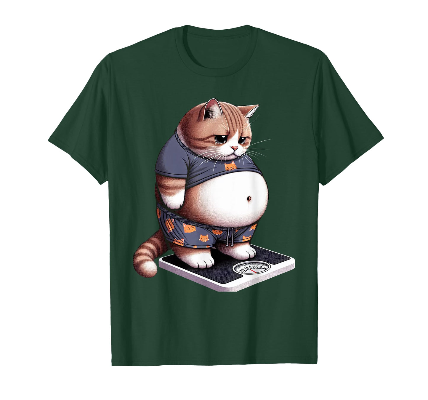 Funny Fat Cat Cute Chubby Kitten T-Shirt, Small, Black