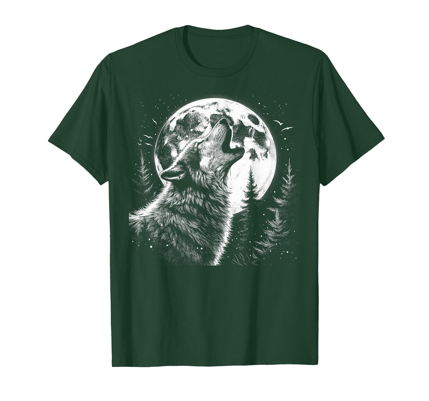 Graphic Tee Wolf Howling Moon Forest Nature Wildlife Animal T-Shirt
