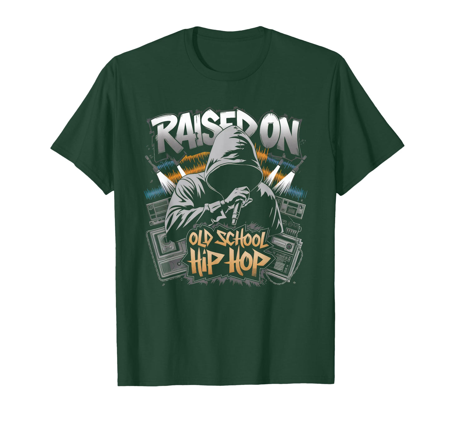 RAISED ON OLD SCHOOL HIP HOP Tshirt Cassette Graffiti Rap T-Shirt